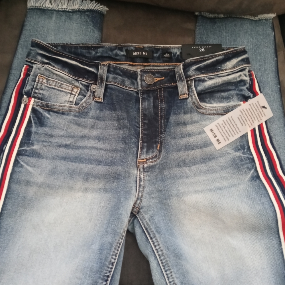 Miss Me Ankle Skinny Stripe Jeans